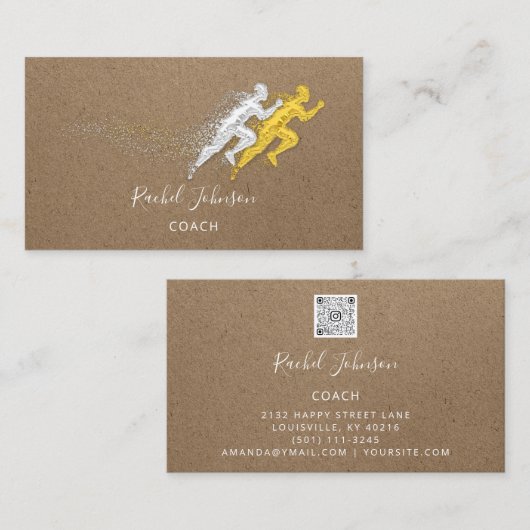 Uitvoeren van sportcoach Atlete Logo Instructor QR Visitekaartje (Voorkant / Achterkant)