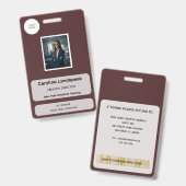 Uitvoerend Bordeaux Wijn Leren Aangepaste ID  Badge (Voor- en achterkant)