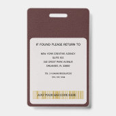 Uitvoerend Bordeaux Wijn Leren Aangepaste ID  Badge (Achterkant)