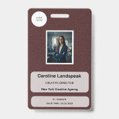 Uitvoerend Bordeaux Wijn Leren Aangepaste ID  Badge (Voorzijde)