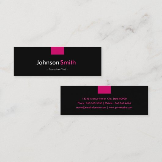 Uitvoerend Chef - Roos roze compact Mini Visitekaartje (Voorkant / Achterkant)