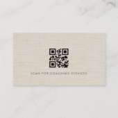 Uitvoerend Coach Linnen Foto QR Code Visitekaartje (Achterkant)