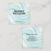 Uitvoerend | Dubbele gouden grens | Silky Drapery Vierkante Visitekaartje (Voorkant / Achterkant)