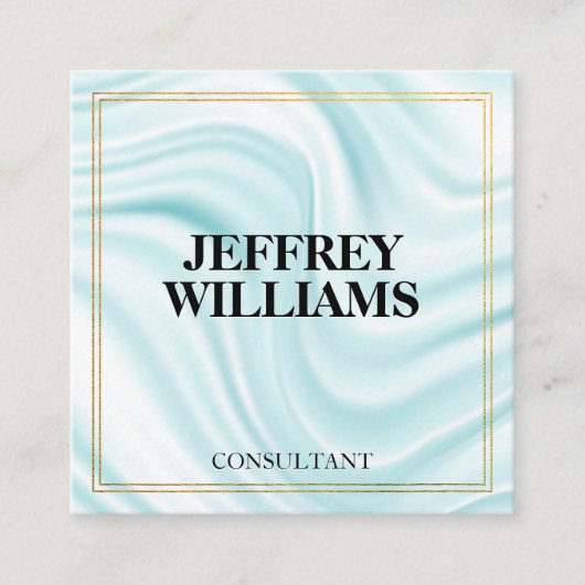 Uitvoerend | Dubbele gouden grens | Silky Drapery Vierkante Visitekaartje (Voorkant)