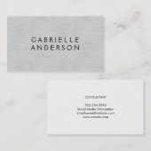 Uitvoerend Elegant Grijs Leer Visitekaartje (Voorkant / Achterkant)