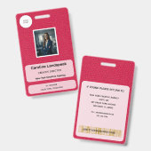 Uitvoerend frambozen karmozijnleren aangepaste ID Badge (Voor- en achterkant)