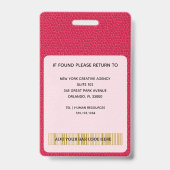 Uitvoerend frambozen karmozijnleren aangepaste ID Badge (Achterkant)
