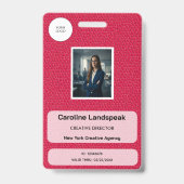 Uitvoerend frambozen karmozijnleren aangepaste ID Badge (Voorzijde)