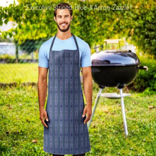 Uitvoerend gestreept blauw schort