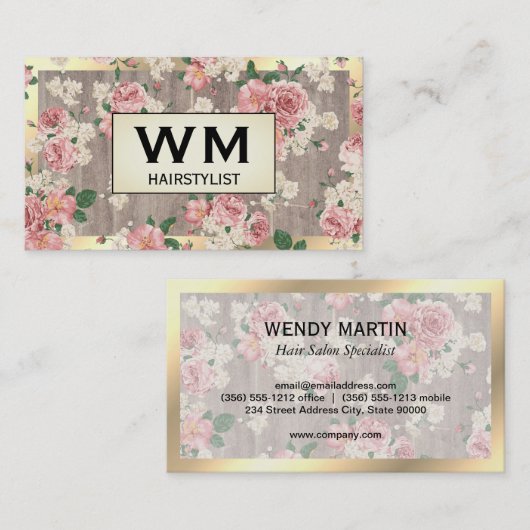 Uitvoerend gouden frame marmeren bloempatroon visitekaartje (Voorkant / Achterkant)