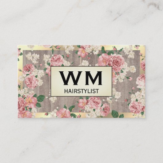 Uitvoerend gouden frame marmeren bloempatroon visitekaartje (Voorkant)