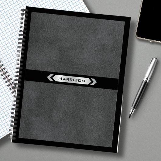 Uitvoerend Gray Black Monogram Journal Notitieboek