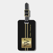 Uitvoerend Masculine Monogram - Zwart & goud Bagagelabel (Voorkant verticaal)