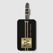 Uitvoerend Masculine Monogram - Zwart & goud Bagagelabel (Voorkant (verticaal))