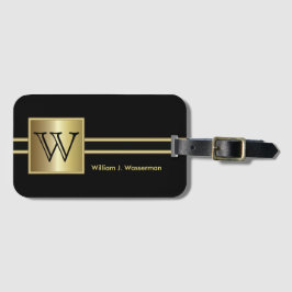 Uitvoerend Masculine Monogram - Zwart & goud Bagagelabel