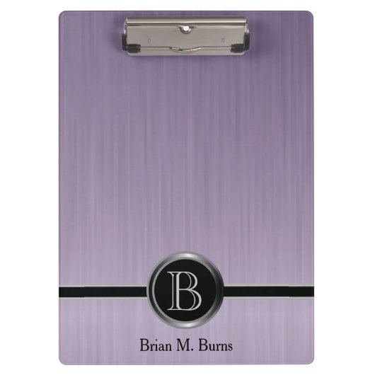 Uitvoerend Monogram - Amethyst Brush Steel Klembord (Voorkant)