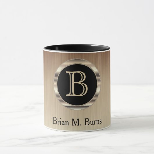 Uitvoerend monogram - Citroenborstelstaal Mok (Midden)