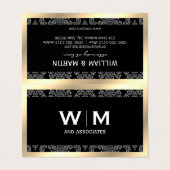 Uitvoerend Monogram Gold Border Damask Visitekaartje (Buitenkant ongevouwen)