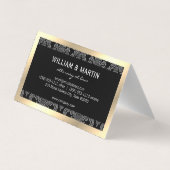 Uitvoerend Monogram Gold Border Damask Visitekaartje (Achterkant)