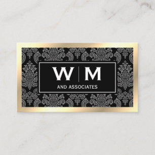 Uitvoerend Monogram Gold Border Damask Visitekaartje