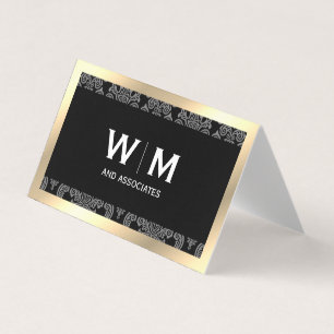 Uitvoerend Monogram Gouden Rand Damast Visitekaartje