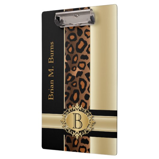 Uitvoerend Monogram luipaard | Champagne Klembord (Links)