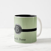 Uitvoerend Monogram ontwerp - Peridot Brush Steel Tweekleurige Koffiemok (Voorkant rechts)