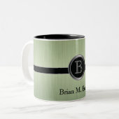 Uitvoerend Monogram ontwerp - Peridot Brush Steel Tweekleurige Koffiemok (Voorkant links)