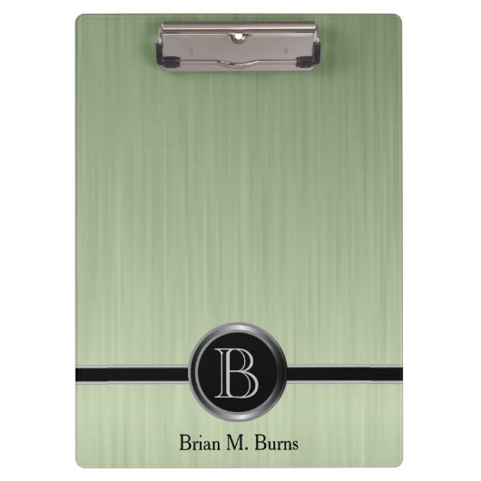 Uitvoerend Monogram - Peridot Brush Steel Klembord (Voorkant)