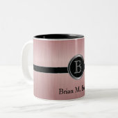 Uitvoerend Monogram - Ruby Brush Steel Tweekleurige Koffiemok (Voorkant links)