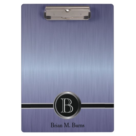 Uitvoerend monogram - Sapphire Brusch Steel Klembord (Voorkant)