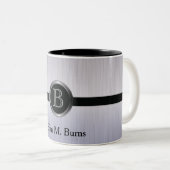 Uitvoerend monogram - Tanzanietpenseel Tweekleurige Koffiemok (Voorkant rechts)