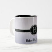 Uitvoerend monogram - Tanzanietpenseel Tweekleurige Koffiemok (Voorkant links)