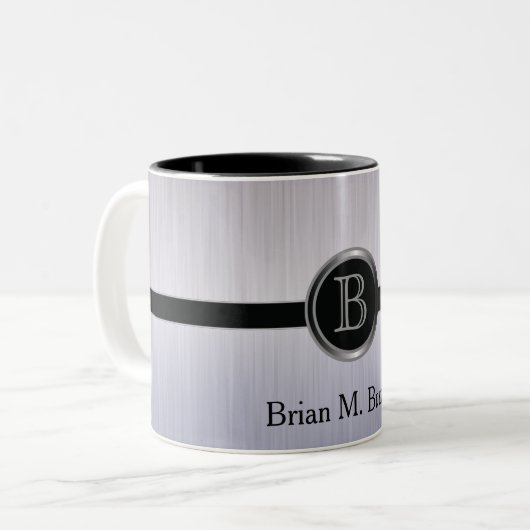 Uitvoerend monogram - Tanzanietpenseel Tweekleurige Koffiemok (Voorkant links)