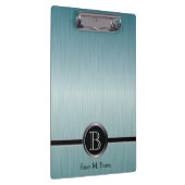 Uitvoerend monogram - Turquoise Brush Steel Klembord (Rechts)