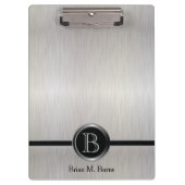 Uitvoerend Monogram - Wit borstelstaal Klembord (Voorkant)