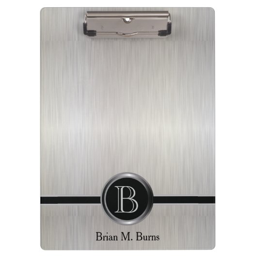 Uitvoerend Monogram - Wit borstelstaal Klembord (Voorkant)