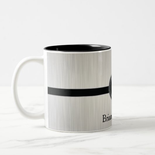 Uitvoerend Monogram | Witte penseelstaal Tweekleurige Koffiemok (Links)