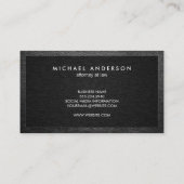 Uitvoerend Monogram | Zwarte linen | Lederbekledin Visitekaartje (Achterkant)