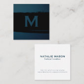 Uitvoerend Monogram | Zwarte penselen | Ondernemin Vierkante Visitekaartje (Voorkant / Achterkant)