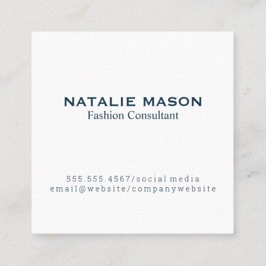 Uitvoerend Monogram | Zwarte penselen | Ondernemin Vierkante Visitekaartje (Achterkant)