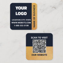 Uitvoerend Navy Goud QR Code Vierkant Visitekaartj