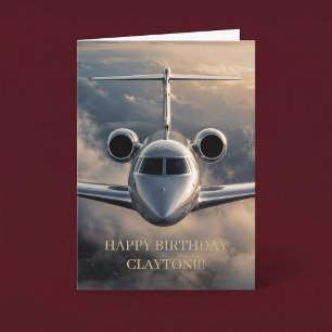 Uitvoerend Privé Jet Vliegtuig Verjaardag Kaart