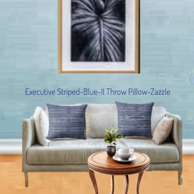 Uitvoerend Striped Blue II Kussen (Creator heeft geüpload)