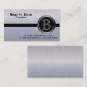 Uitvoerend Tanzanite Brush SteelMonogram Visitekaartje (Voorkant / Achterkant)