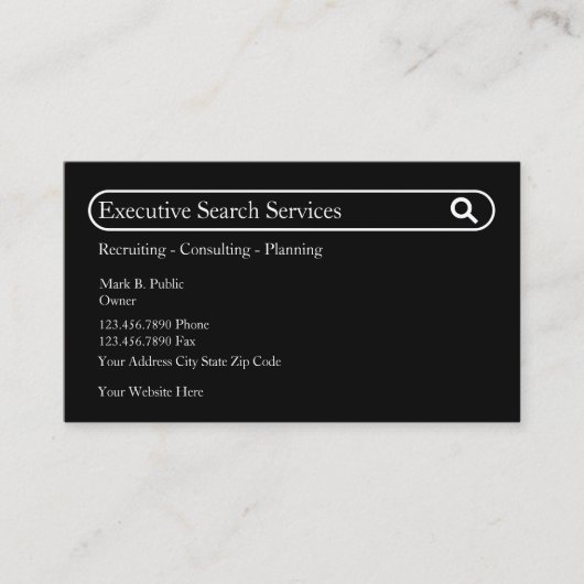 Uitvoerend thema Werkgelegenheid voor zoekopdracht Visitekaartje (Voorkant)