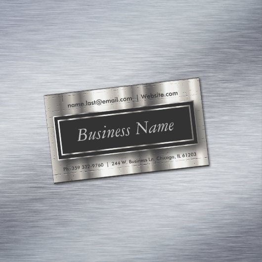 Uitvoerend - zwarte en zilvermetalen accessoires visitekaartje magneet (Voorbeeld)