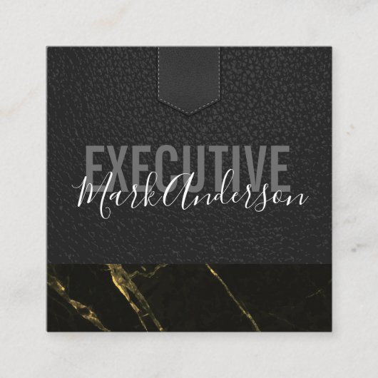 Uitvoerend | Zwarte goudmarmer uit de reeks handte Vierkante Visitekaartje (Voorkant)