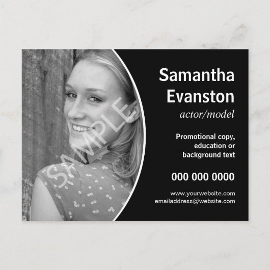 Uitvoerende kunstenaarskopslag Curved Black Promot Briefkaart (Voorkant)