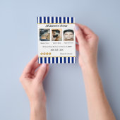 Uitvoerende Marine Blauw Gestreepte, Goud & Kapper Flyer (Hand)